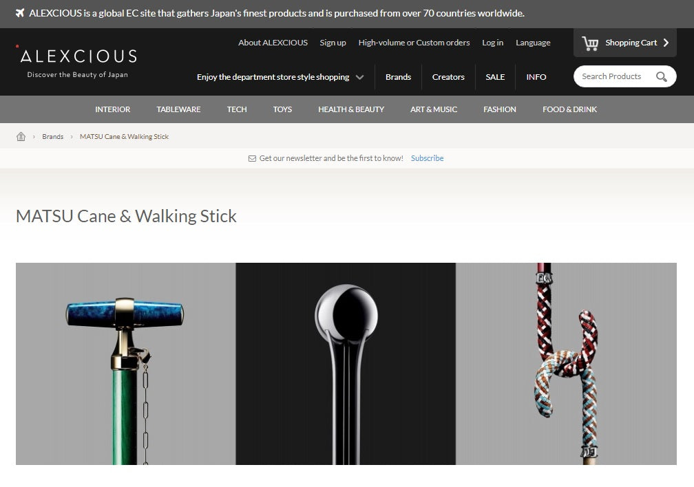 MATSU walking sticks can be purchased from overseas
